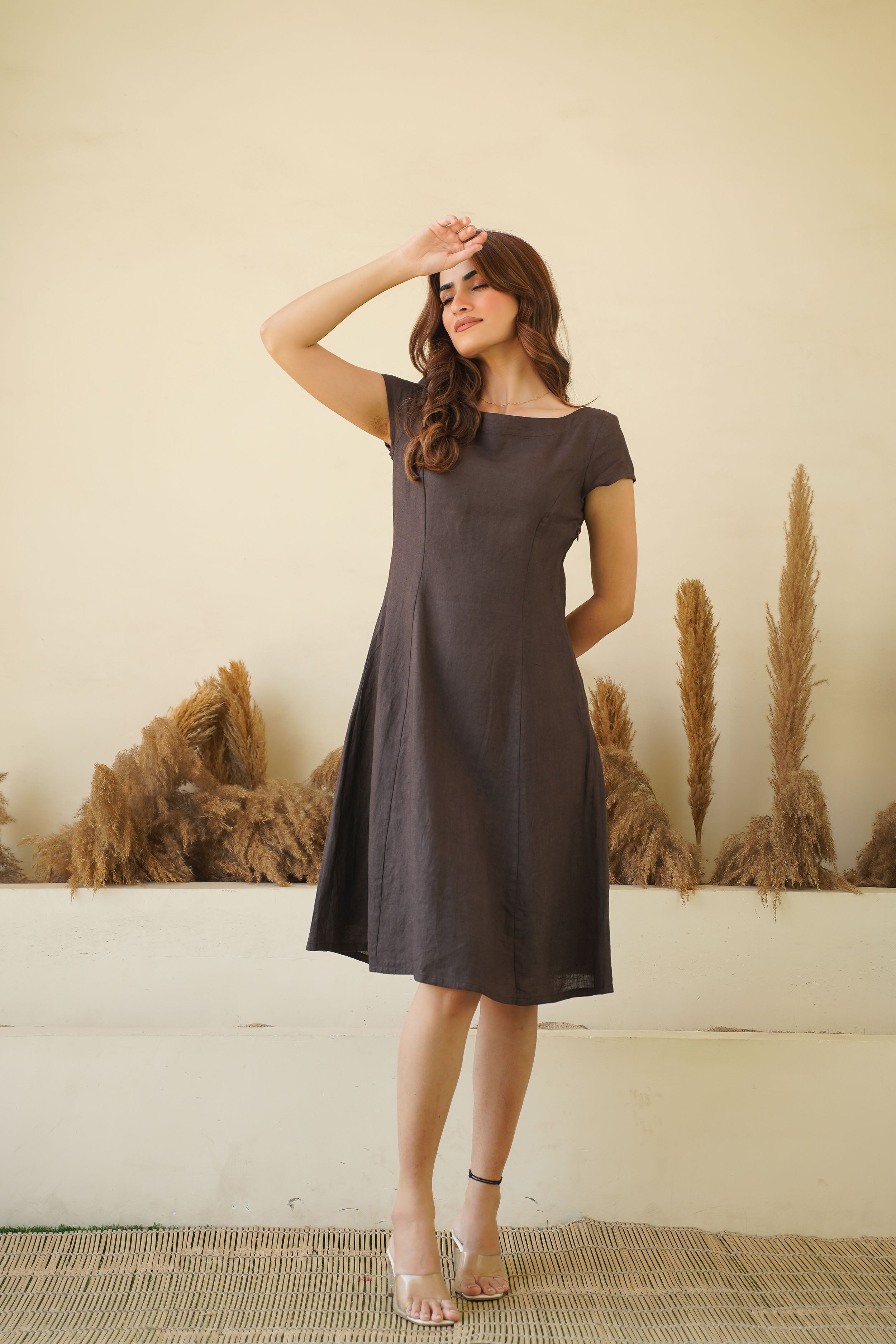 Boat neck cap sleeve dress best sale