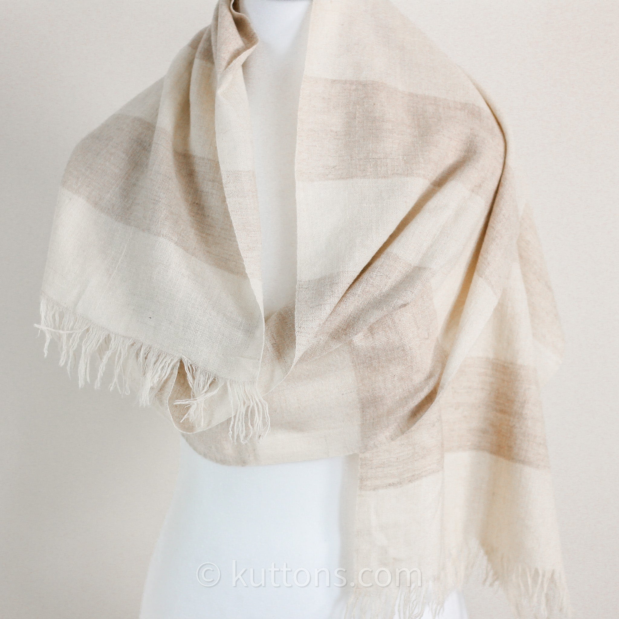 100% Pure Cashmere Shawl Wrap (2-Ply) - Handspun & Handwoven Softest  Pashmina Wool from Ladakh Himalayas | Cream, 23x78