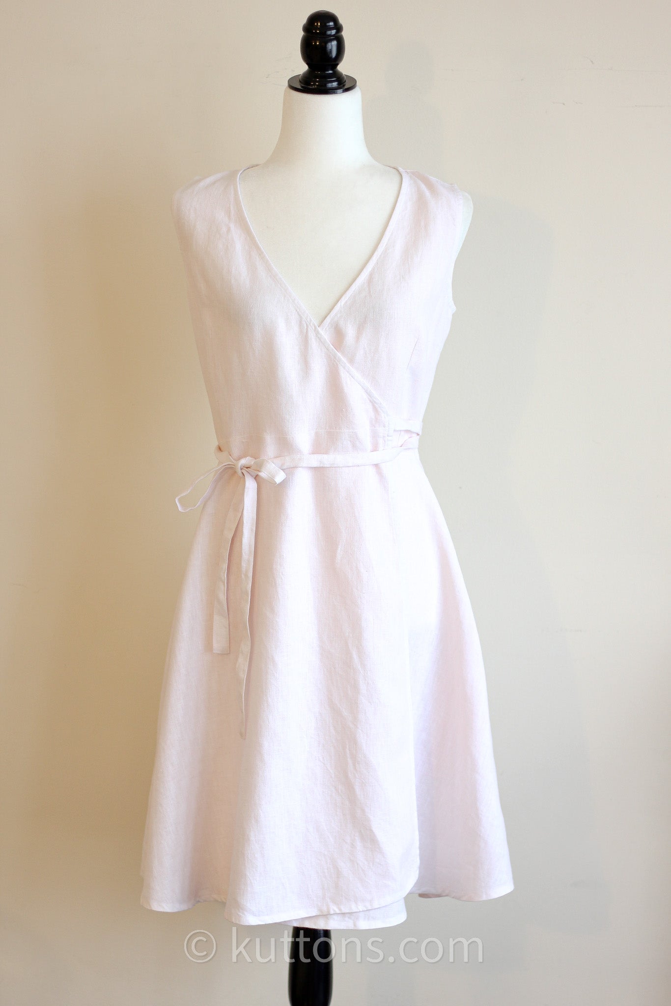 Short Linen Wrap Dress - Sleeveless V-Neck Mini Linen Dress Tunic with  Pockets | Pink – Kuttons