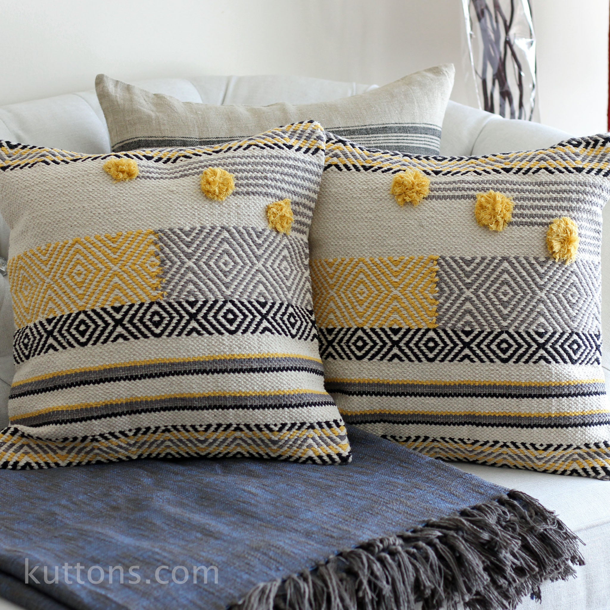 Gray and hotsell yellow couch pillows